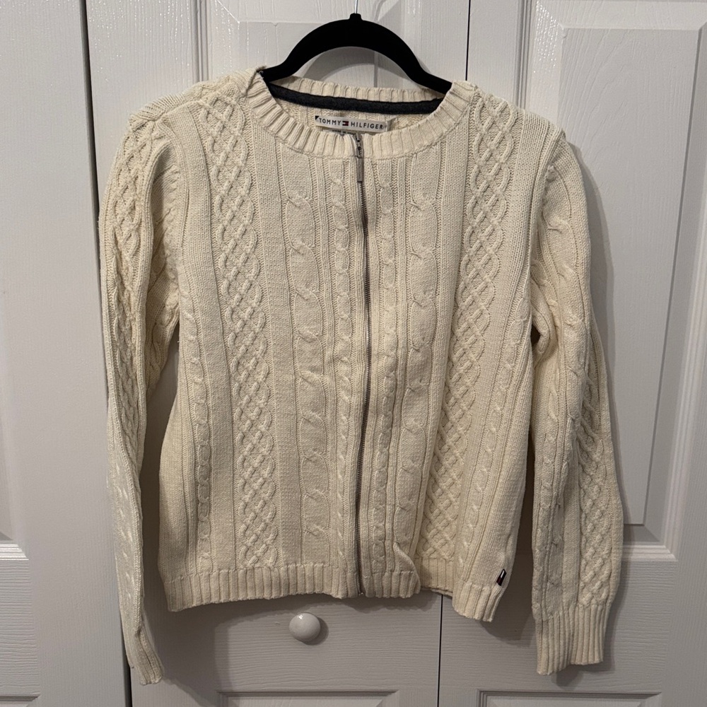 Tommy Hilfiger Women's Ivory Cable Knit Cardigan